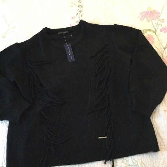 NWT AV 1X black sweater with fringe - Picture 9 of 13